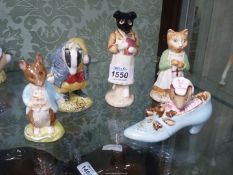 Five Beswick Beatrix Potter figures Ginger, The Old Woman who lived in a shoe, Tommy Brock,