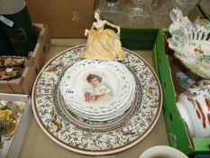 Six pierced edge plates, two with children pattern transfers, four with floral,