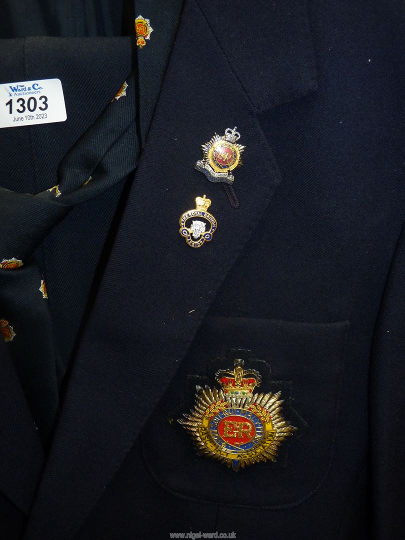 A Royal British Legion navy woollen suit with tie and badges made by Dunn & Co, no size on jacket, - Image 2 of 2