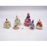 Six Royal Doulton miniatures including; Robin, Sara, Christine, Biddy, etc.