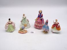 Six Royal Doulton miniatures including; Robin, Sara, Christine, Biddy, etc.