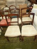 A set of circa 1900 Mahogany framed Dining Chairs having turned front legs and scratch moulded