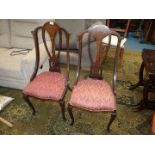 A pair of stylish Mahogany framed Side Chairs of Art Nouveau design with nicely detailed marquetry