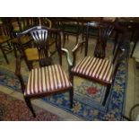 A pair of contemporary Mahogany Georgian design Elbow/carver Chairs having fretworked back splats