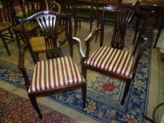 A pair of contemporary Mahogany Georgian design Elbow/carver Chairs having fretworked back splats