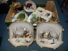 A quantity of china including; Villeroy & Boch Hors-d'oeuvres, a pair of wall plates,