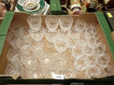 A quantity of Royal Doulton glasses including; brandy, sherry and whisky, some chips.