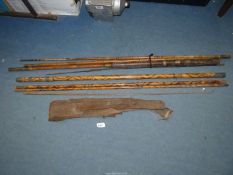 Two four piece cane fishing rods, a/f.