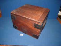 A robust Box with iron carrying handles and corners, 14" x 13" x 9''.