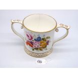 A large Coalport two handled Loving Cup, with hand painted floral decoration, 6'' high,