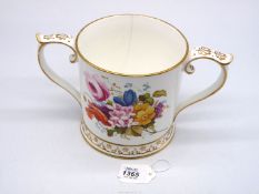 A large Coalport two handled Loving Cup, with hand painted floral decoration, 6'' high,