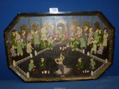 A very unusual antique tray, probably Kashmir or Persian Qajar dynasty,