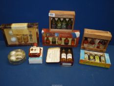 A quantity of gift sets of miniatures including Bourbon Whiskey, Glenmorangie single malt,