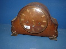 A Smiths Westminster chiming mantle Clock, 13" wide x 9 1/4" high.