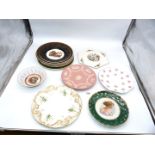 A quantity of display plates including pink Wedgwood Jasperware,