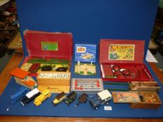 A quantity of games and models including Hornby crossing, dominoes, Dinky vehicles, Meccano etc.