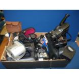 A large quantity of cameras to include; Panasonic MC20 VHS movie camera, Brownie Model C,