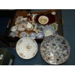 A quantity of china including pin dishes, cruet, preserve pot, Spode, Wedgwood Jasperware, Hornsea,