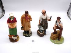 Four Royal Doulton figures; Farmers wife (HN2069), The Shepherd (HN1975/842485),