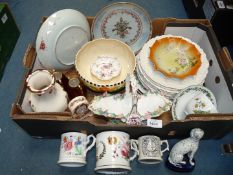 A quantity of china including John Maddox bowl, Royal Doulton and Spode wall plates,
