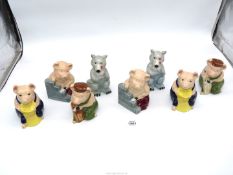 Two sets of Wade 'Bad Wolf' including Wolf and three pigs in house of wood, straw and brick,