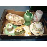 A quantity of china including Radford "blossom"pattern vase, Sylvac green jug,
