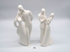 Two tall Royal Doulton figures 'Lovers' and 'Congratulations'.