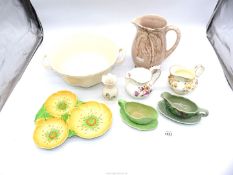 A small quantity of china including Clarice Cliff, Newport pottery sauce boat and saucer,