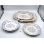 A quantity of blue and white 'Asiatic Pheasants' to include two large meat plates,