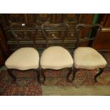 Three 19th c Mahogany framed Side Chairs having art nouveau style cross-splats,