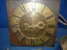 A collectable, early brass faced bracket clock having Roman numerals,