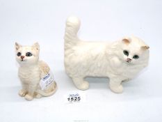 A Beswick white Persian cat and a Beswick white kitten.