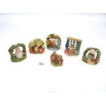 Six Beatrix Potter figures comprising of Flopsy Mopsy and Cotton tail,