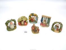 Six Beatrix Potter figures comprising of Flopsy Mopsy and Cotton tail,