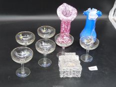 A small quantity of glass including a set of six Babycham glasses,