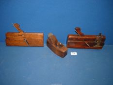 Three woodworking Planes - Fillester, Rebate and Coffin.