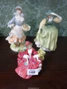A quantity of Royal Doulton and Royal Worcester figures including 'Rosie Picking Apples',