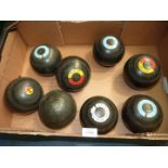 Eight Lawn Bowls including Hemselite, Vitalite etc.