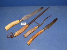 A four piece Carving set having antler handles by Joseph Rogers?**