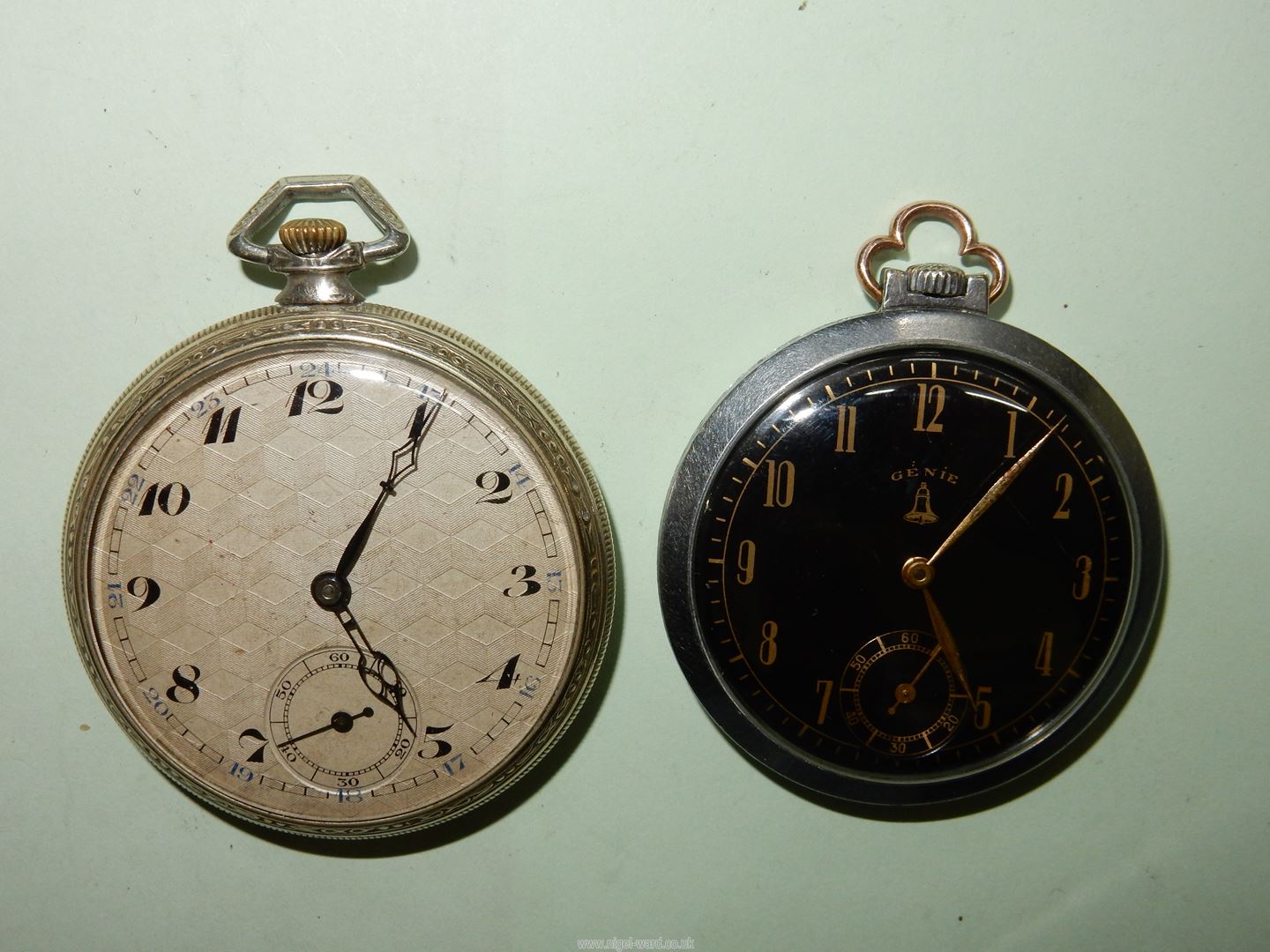 Two thin Pocket Watches having Arabic numerals and inset second hands, - Image 4 of 6