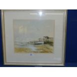 A framed and mounted Watercolour titled verso 'Two Boys Paddling at Wells',