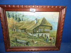 An over-varnished Print of a Tyrolean scene.