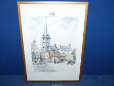 A framed Watercolour depicting a French village, signed lower left 'G. Chauntry'. 11 1/2" x 15 1/2".