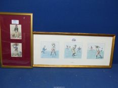 A pair of small Lithographs in a single frame;