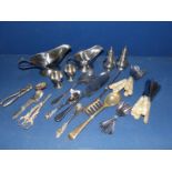 A quantity of cutlery including pastry forks, grape scissors, bread tongs, fish eaters etc,