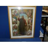 A single framed Religious Print with multiple images.