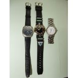 Three gentleman's quartz movement Wristwatches including "Longines" with white face having date