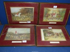 A set of four Heywood Hardy hunting Prints; 'The Find' (glass a/f), 'Over The Style', etc.