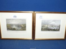 A pair of framed and mounted Etchings titled 'The Harbour Holyhead' and 'Milford Haven