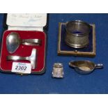 A small quantity of silver including Sheffield silver christening spoon and pusher,